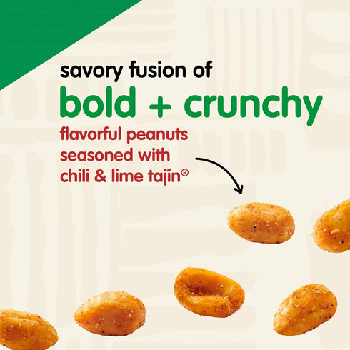 12 oz Snak Club Tajin Peanuts, Roasted Nuts with Chili and Lime Seasoning, Mild, Resealable Bag