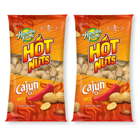 Hampton Farms Hot Nuts Cajun Spicy Peanuts, 10 oz.(Pack of 2)
