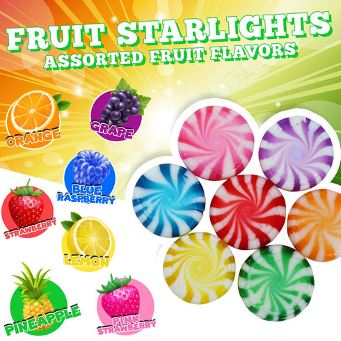 3 Assorted Fruit Starlights - Pounds - Pinwheel Fruit Candies - Fruit Flavored Hard Candy - Individually Wrapped
