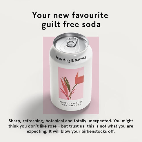 12 Oz (Pack 12) Something & Nothing Hibiscus & Rose Flavoured Sparkling Water | Lightly Carbonated, Full Flavoured