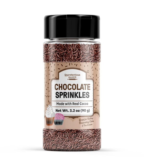 Unpretentious Chocolate Sprinkles, Rich & Real Cocoa Flavor, Decorative Dessert Topping (5 Tbsp)