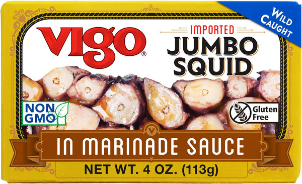 Vigo Premium Imported Canned Seafood, Jumbo Squid in Marinade Sauce, Specialty Flavored,