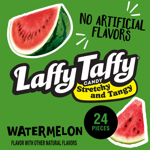 1.5 (Pack 24) Laffy Taffy Candy, Stretchy and Tangy, Watermelon Flavor, Ounce Bars