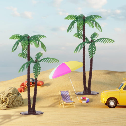 Gtziqa 16 Palm Tree Cake Topper, Pcs Fake Palm Tree Decor Mini Coconut Trees Model Artificial Tropical Rainforest