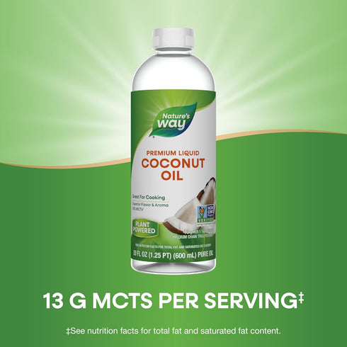20 Oz (Packaging Nature's Way Liquid Coconut Oil, Oil for Cooking, Superior Flavor and Aroma, Hexane Free, Stays