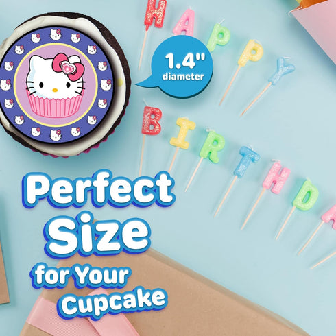 30 Edible Cupcake Toppers – Cute Pink Cat Inspired Party Collection of Edible Cake Decorations