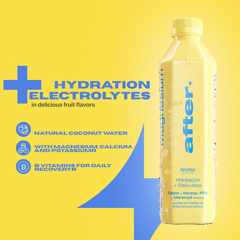 12 Pack, 16.9 oz AFTER Electrolyte Drink, Orange Pineapple Passionfruit Flavor, Electrolytes Hydration Drink, fl