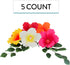 5 Count Global Sugar Art Tropical Hibiscus Sugar Flowers for Cakes Large Gumpaste Hawaiian Cake Toppers, Assorted