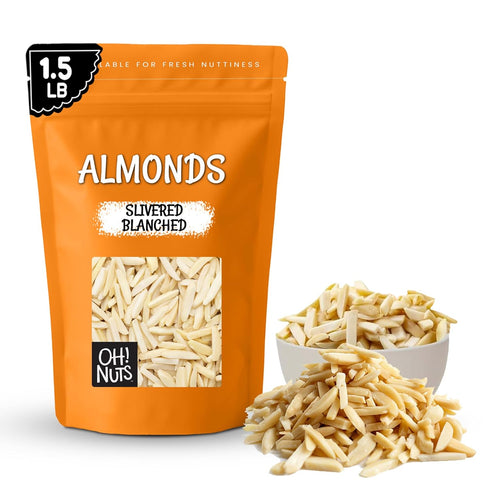 Oh! Nuts Almonds Blanched Slivered - Raw - 100% Natural - 1.5