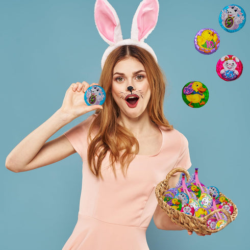 Fruidles Easter Double Crisp Bunny Munny Milk Chocolate, Half-Pound Happy Easter Day Coins, Party Bag Fillers