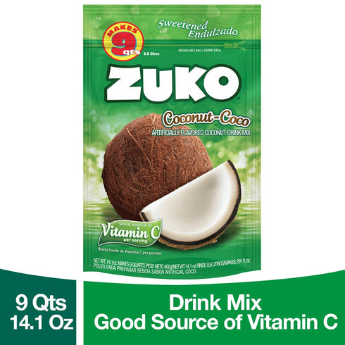 Pack, 14.1 oz (Pack 6) Zuko Coconut Powdered Drink Mix Family No Added Sugar Needed