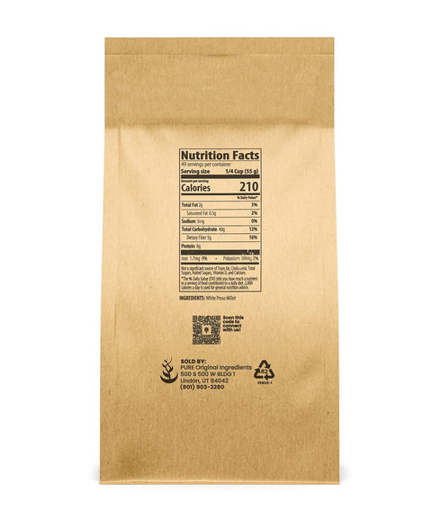 (6 lb) Pure Original Ingredients Hulled Millet Whole Grain, Hulled & Ready To Cook, Healthy Substitute For Rice