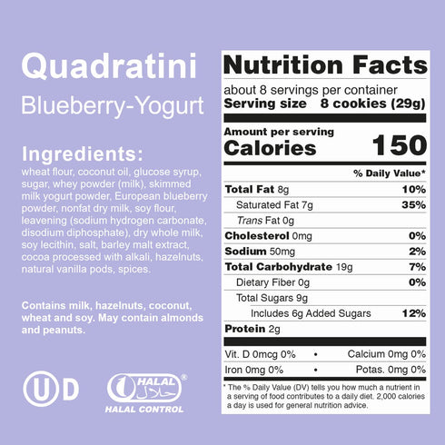Quadratini Blueberry Yogurt Bite Size Wafers by Loacker