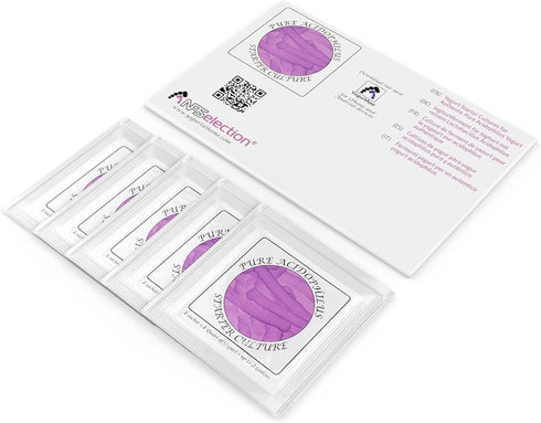 Pack 5 (5) Yogurt Starter Cultures - of Freeze-dried Culture Sachets for Pure Acidophilus Yogurt