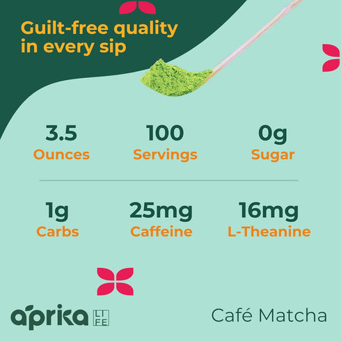 AprikaLife Organic Matcha Powder, USDA & JAS Certified, No Sugar Added, 3.5 oz/100g for Lattes & Baking