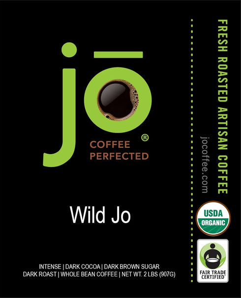 2 lb, WILD JO: Organic Dark French Roast Coffee, Whole Bean, Bold Strong Rich Wicked Good, Great For Espresso, USDA
