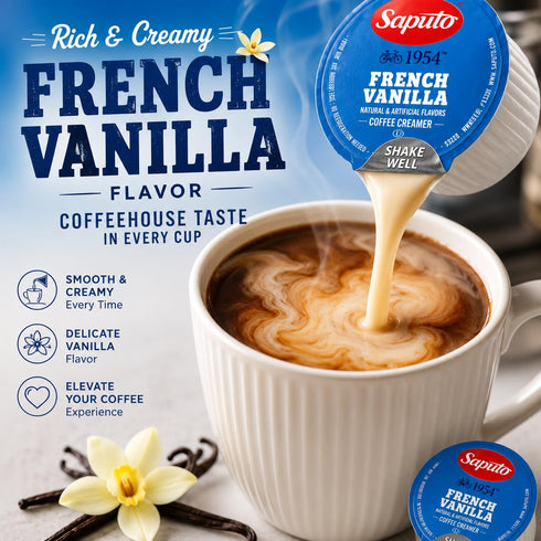 192 Count Pack French Vanilla Coffee Creamer Cups Single Serve Non-Dairy Creamer No Refrigeration Needed Rich Vanilla