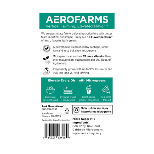 2 AeroFarms, Microgreens Super Mix Hearty Kale Cabbage Conventional, Ounce