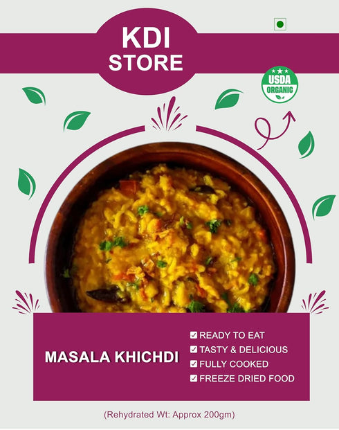 Store 85g KDI Masala Khichdi, Ready to Eat Indian Spiced Rice, USDA Organic, Freeze Dried Food, Fully Cooked