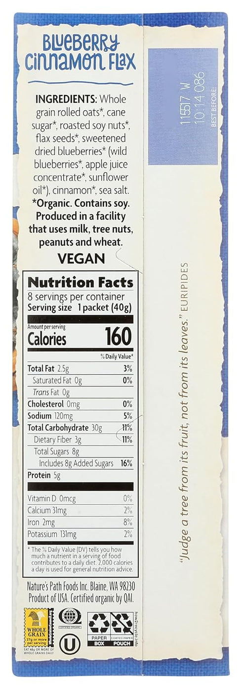 11.2 Nature's Path Organic Optimum Power Flax Cereal Blueberry Cinnamon, Ounce