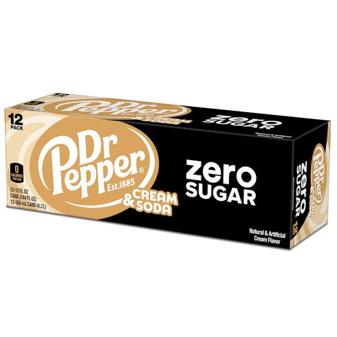 12 oz 12 pack DR PEPPER and Cream Soda Zero Sugar, fl cans