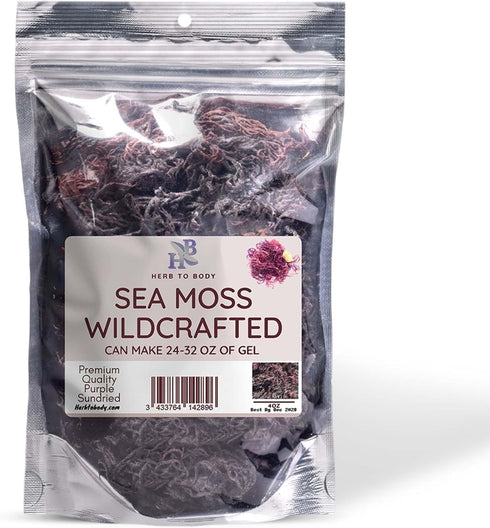 Purple Sea Moss – 4oz, 100% Wildcrafted from Saint Lucia Raw and Dried Vegan Superfood with 90+ Minerals, Non-GMO