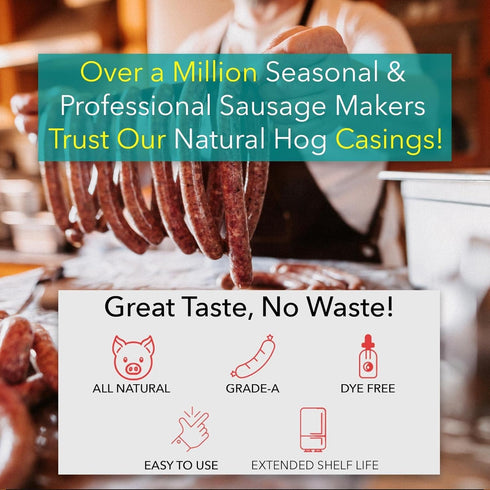 32 35 MM 90 80lb 1 1/4"-1 3/8" The Sausage Maker Natural Hog Sausage Casings To Yards Whole Hank, Stuffs Over Meat