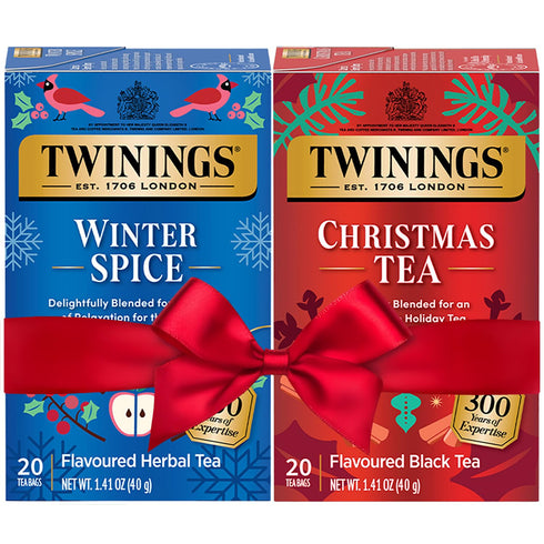Twinings Holiday Sweet & Spicy Tea Variety 2-Pack Caffeinated Tea and Caffeine-Free