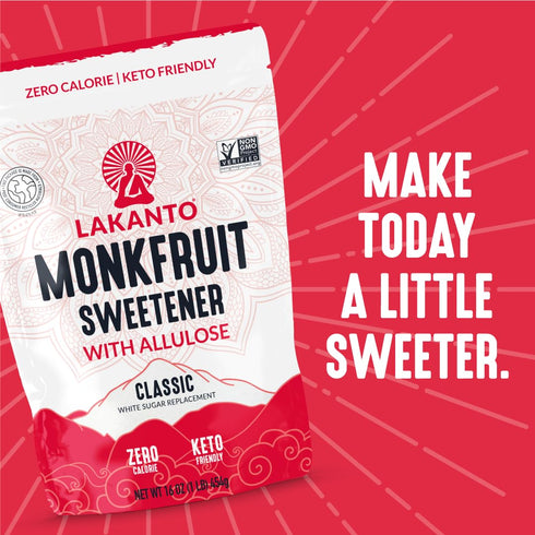 3 LB Lakanto Classic Monk Fruit Sweetener With Allulose, White Sugar Substitute From Monk Fruit Extract for Baking