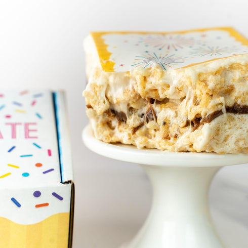 1 Celebration Gourmet Sweet Treat Gift Box with Delicious Jumbo Chocolate Caramel Crispy Treat Ready-to-Gift Birthday