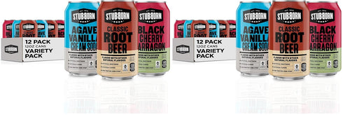 Stubborn Soda , 3 Flavor Variety Pack, 12oz Cans (Two packs of 12)