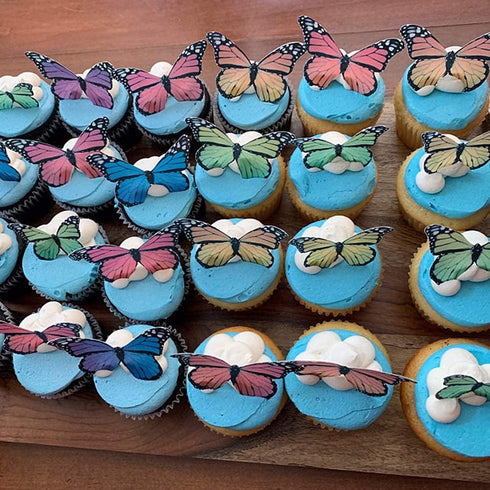 CHOCKACAKE Edible Wafer Butterflies - Assorted Set of 24 - Cake and Cupcake Decoration Toppers