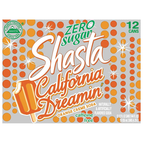 Generic Shasta Zero Sugar California Dreamin' Orange Creme Soda, 12 Cans (12 fl