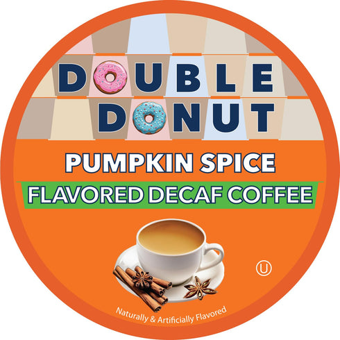 Double Donut Medium Roast Decaf Coffee Pods, Pumpkin Spice Flavored, 24 Single-Serve Capsules