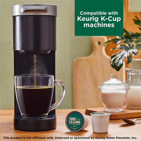 55 Count Cafe La Llave Dark Roast Coffee Pods, Espresso Style, Compatible with Keurig Brewers, Single Serve Rich Bold