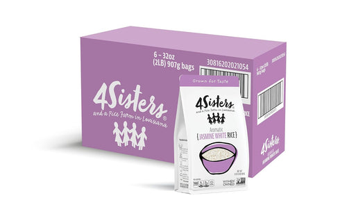 4Sisters 2 lb (Pack 6) - Premium Long Grain Aromatic Jasmine White Rice - Sustainably Grown - Women Owned - Farm