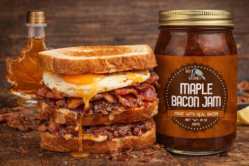 2 20 oz Green Jay Gourmet Maple Bacon Jam - Classic Spread for Burgers, Sandwiches, Toast, Charcuterie - Sweet, Savory