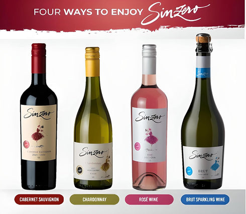 750 ml (25.4 oz) 20 cal/100 ml SINZERO - Chardonnay Non-Alcoholic White Wine - fl - Low calories - Vegan friendly