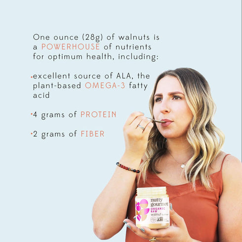 (10oz, 1 Pack) Nutty Gourmet Organic Walnut Butter - Raw Nut Butter - No Added Sugar - Unsalted - All Natural - Peanut