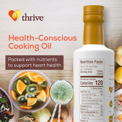 Omega-9 (90%), Omega-6, 16.9 oz, 1 Pack Thrive Cooking Oil - Reserve Pure Algae Oil, Heart and Health-Conscious Oil
