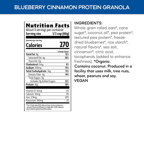 10 (Pack 6) Nature's Path Organic Blueberry Cinnamon Protein Granola, Ounce