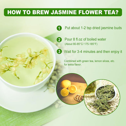 3oz/85g FullChea - Dried Jasmine Flowers, - Premium Edible Flowers Whole Buds - Non-GMO - Caffeine-free - Perfect