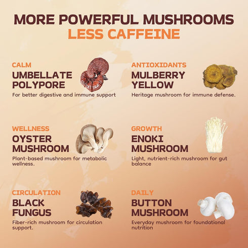 60,000mg 13 Immune 6.35 Mushroom Coffee - Adaptogenic Mushrooms mix MCT Oil & Vitamins, Instant Coffee with Reishi