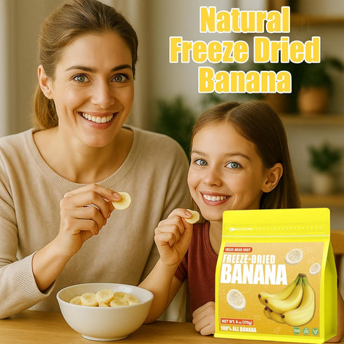 Egcina 6oz (6oz) Freeze Dried Bananas Crispy Banana Chips, Lightly Sweetened Fruit Snack Resealable Bag for Smoothies