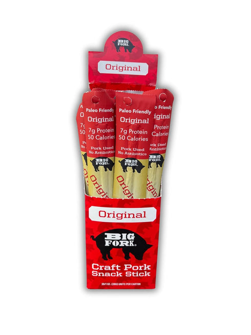 Big Fork Original Pork Snack Sticks Small Batch, Hickory-Smoked Meat Sticks |