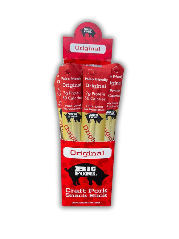 Big Fork Original Pork Snack Sticks Small Batch, Hickory-Smoked Meat Sticks |