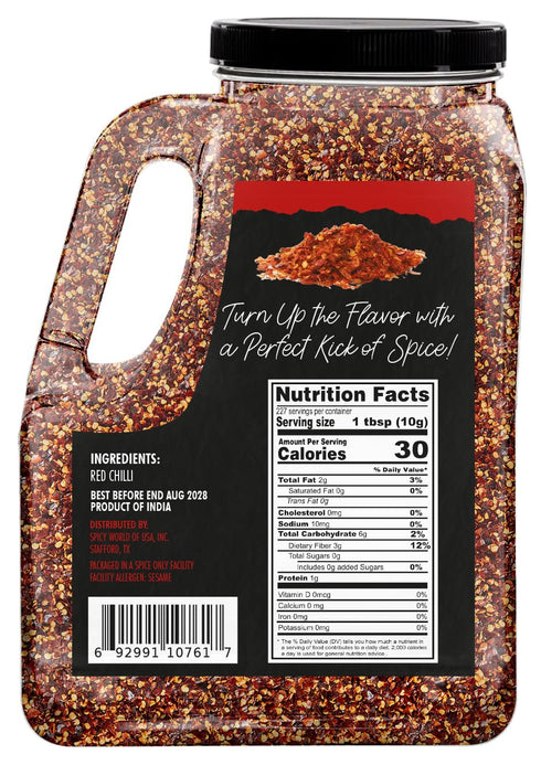 Spicy World 4 LB (64 Oz) Crushed Red Pepper Flakes Bulk Jar - All Natural, Pure, Chilli Flakes Hot Pepper, Great on