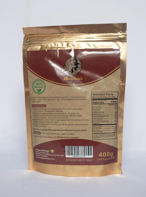 MamiAwa's 14.1 oz (400g), Fonio African Ancient Grain, Natural Gluten-Free