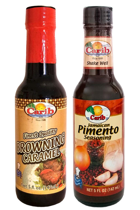 Carib Jamaican Browning Caramel and Pimento Seasoning, 5 Ounce Combo (Pack of 2)