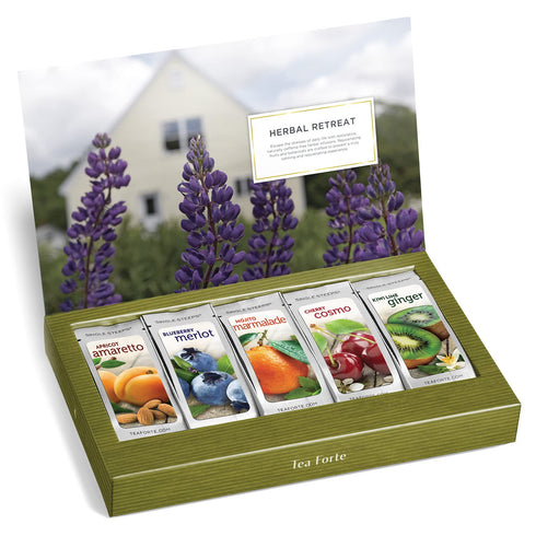 Tea Forte Single Steeps Loose Leaf Herbal Retreat Premium Tea Sampler - 15 Count, Assorted Blends